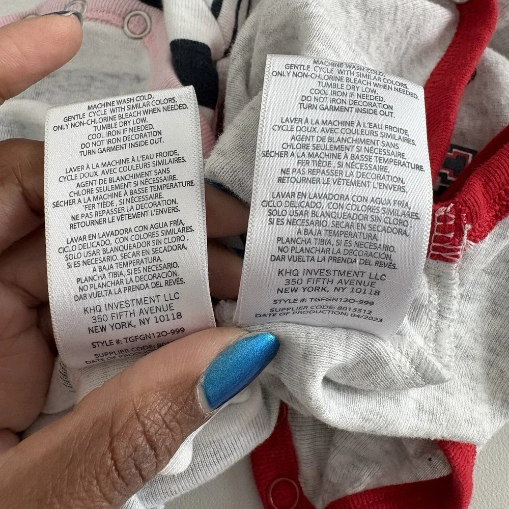 Tommy Hilfiger Baby Girls One Piece Bodysuits Set of 2 Size 3-6 Months
